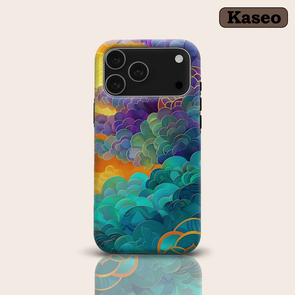 

KASEO Matte Bumper for Magsafe Case for IPhone 17 16 15 14 Plus 13 Pro Max Shockproof Hard PC Golden Cloudscape Cover