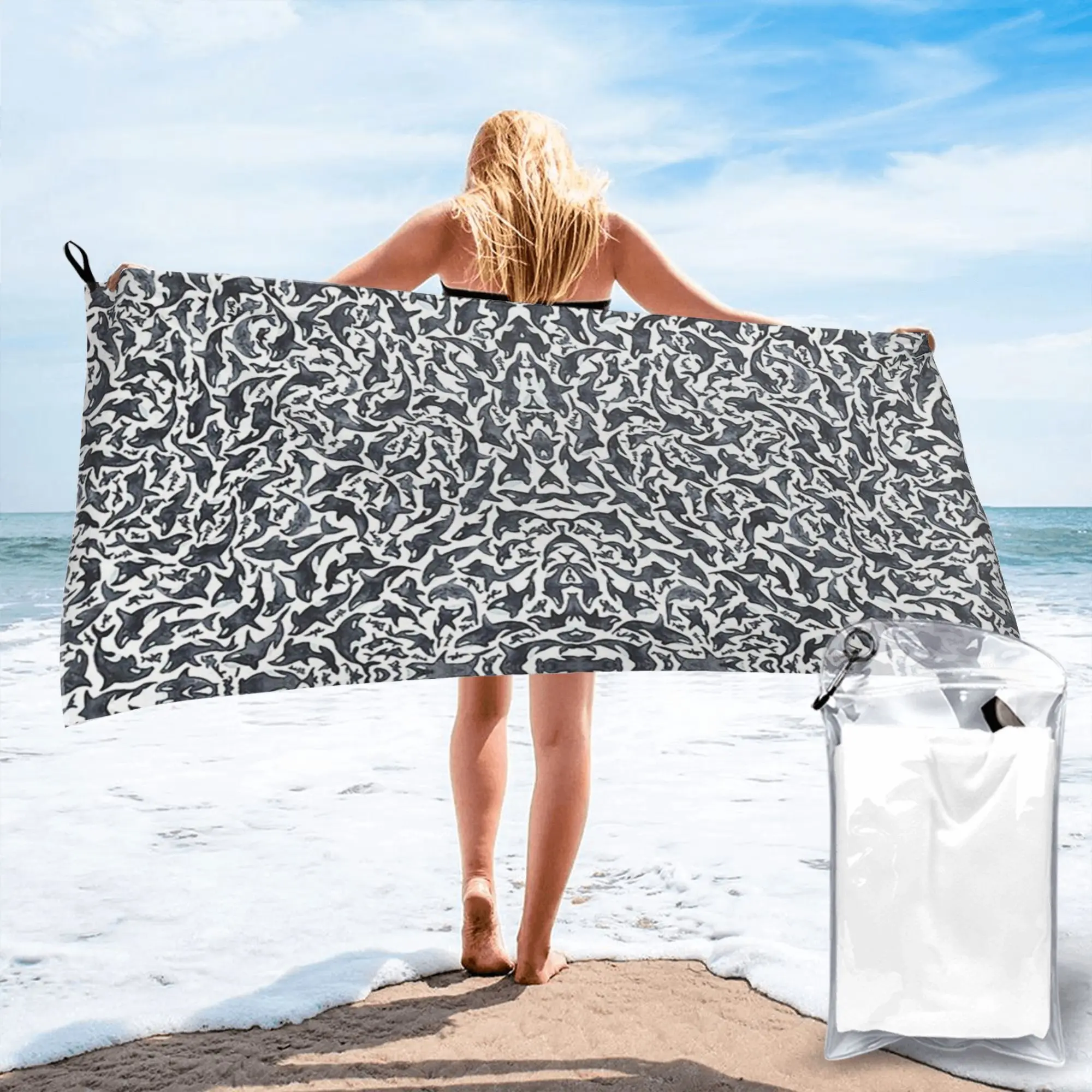 Orca Aquatic Sea Ocean Killer Whale Beach Towel Soft Microfiber Quick Dry Absorbent Quick Towels For Swimming