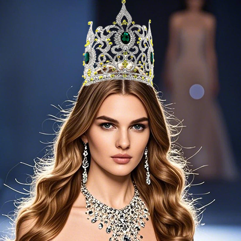 European And American Stage Large Crown Runway Concept Adjustable Crown Coronation Beauty Pageant Miss World Bride's Crown