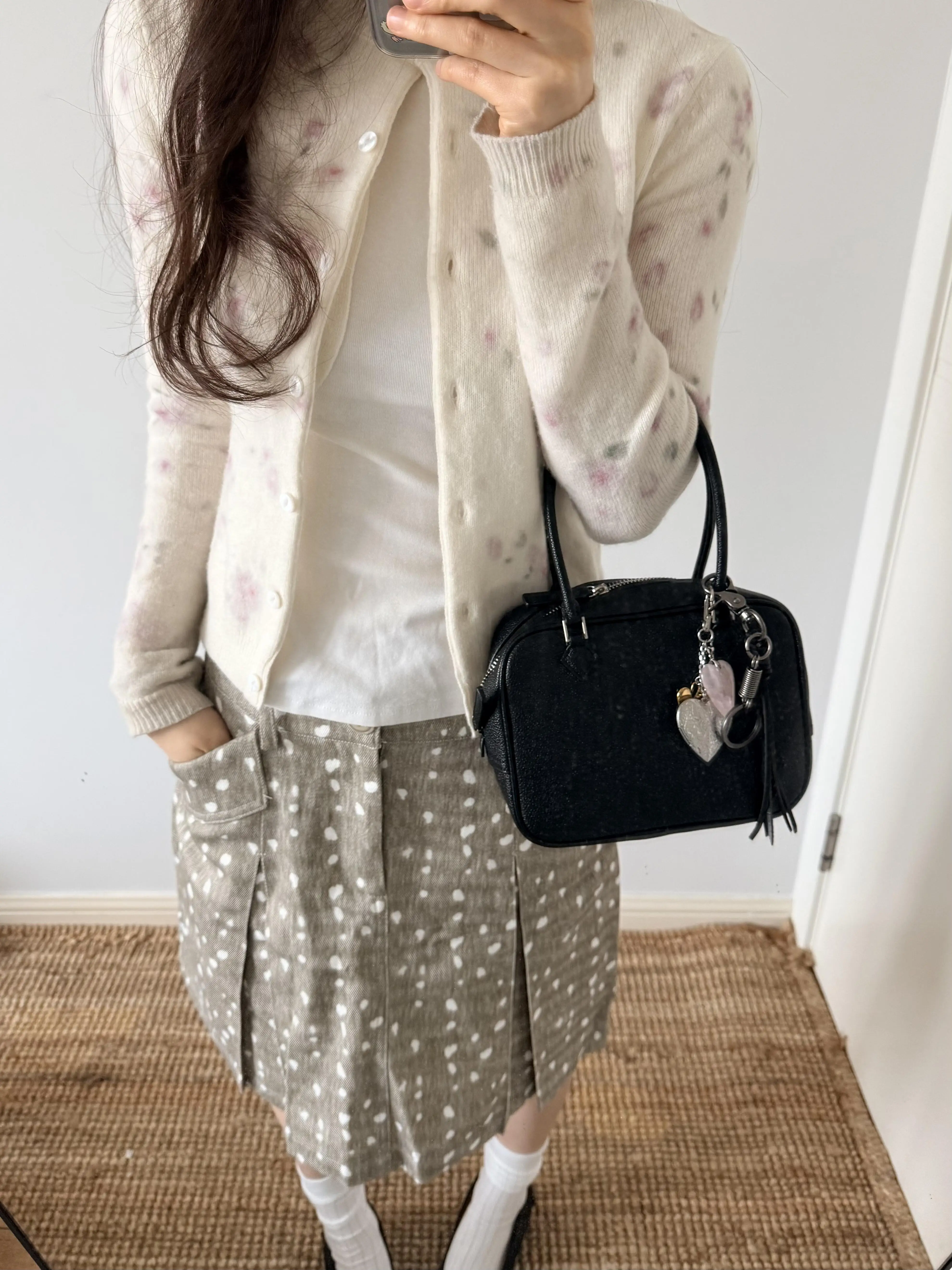 Casual Deer Pattern Pleated Midi Skirt Women's Spring New Loose Feel Half-length Casual All-match City Commuting Daily Travel...