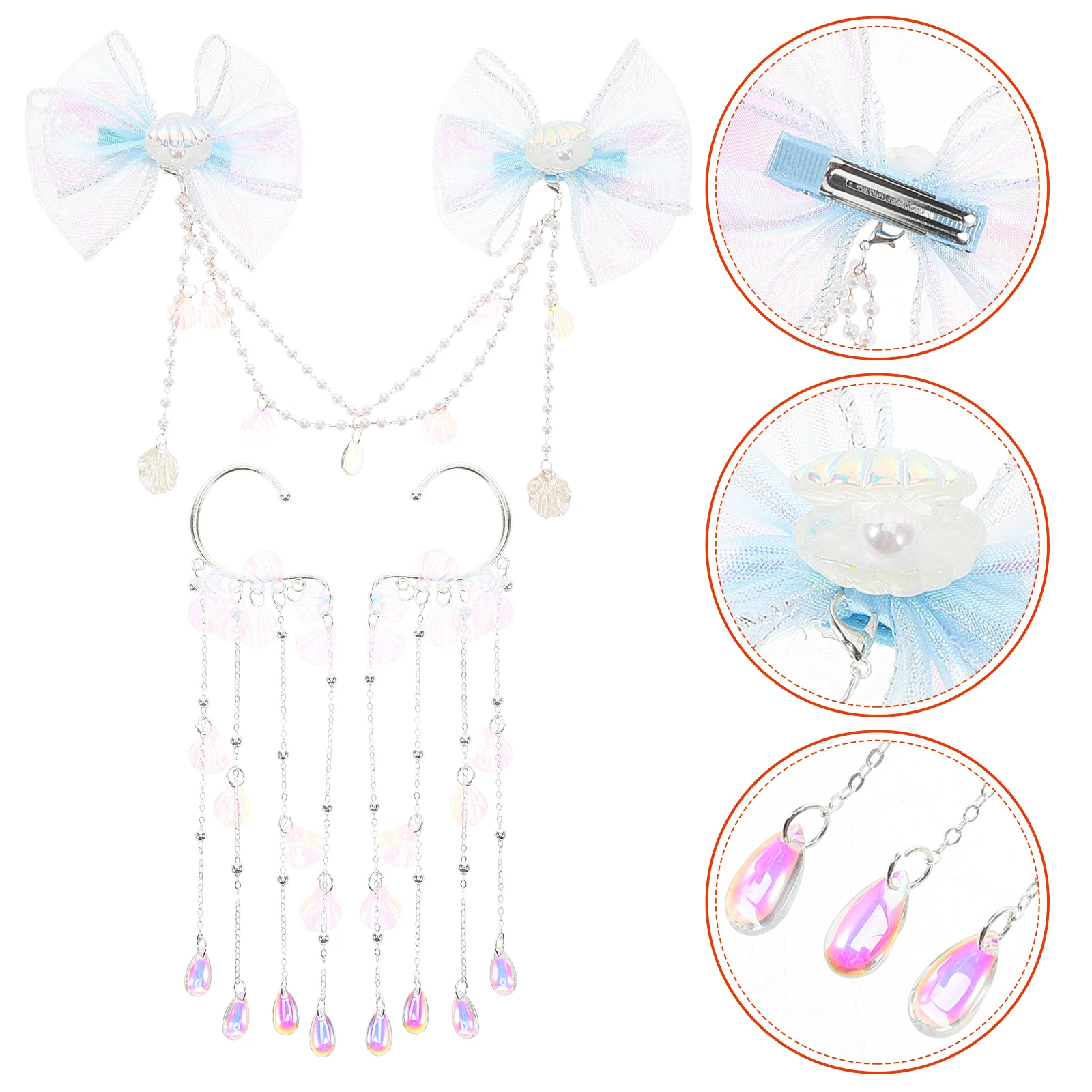

Mermaid Hair Accessories Girls Pearl Headb Blue Clips Child Artificial Pearl Headb For Mermaid Party Festival Hairstyling