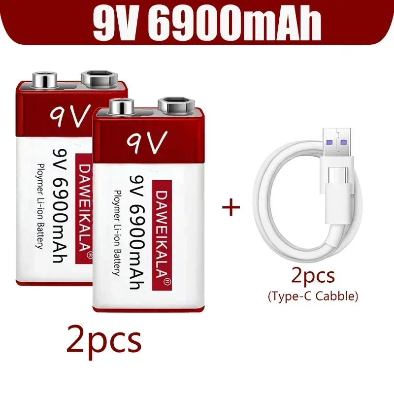 2024 9V 6900mAh  li-ion Rechargeable battery Micro USB Batteries9 v lithium for Multimeter Microphone Toy Remo