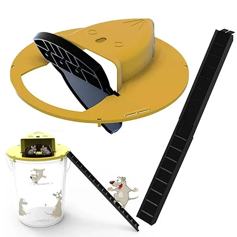 New Mousetrap Slide Bucket Lid Mice Rat Trap Smart Flip Slide Catcher Reusable Auto Reset Mice Trap For Kitchen Garden Tools