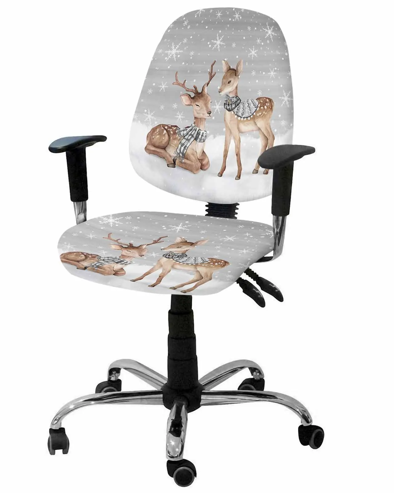 Christmas And Winter Colored Glass Armchair Computer Chair Cover Removable Office Chair Slipcover Split Seat Covers