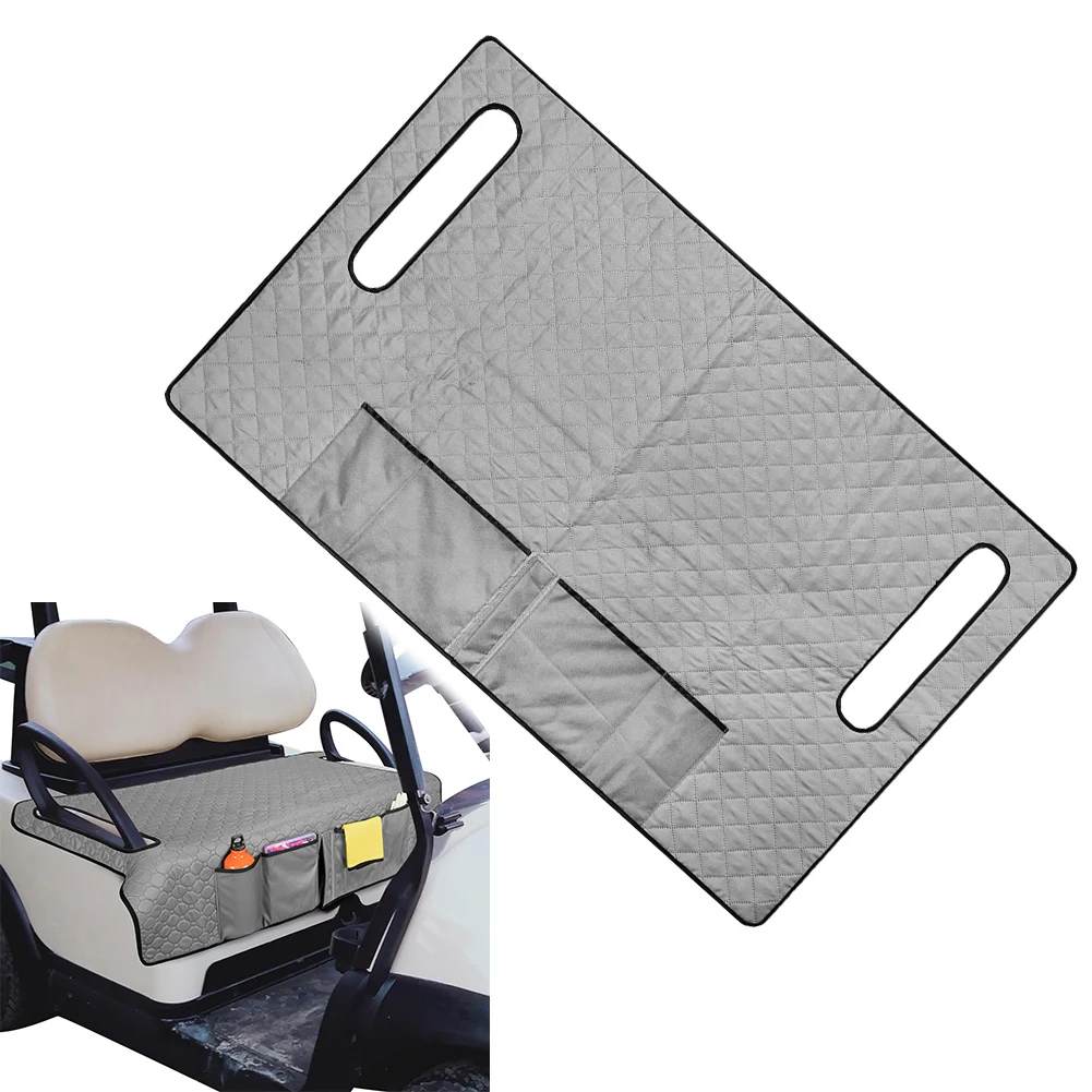 For EZGO Compatible Golf Cart Cushion Seat Cover with Four Storage Pockets Polyester Fabric Soft Cushion with Slip Bottom