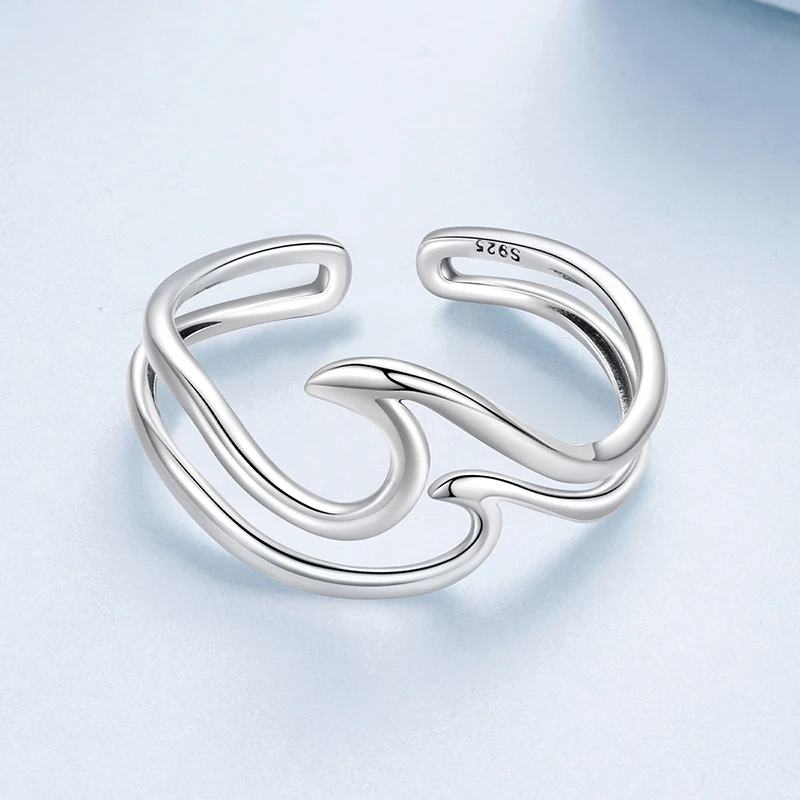 Women's 925 Sterling Silver V Style Double Layer Ring