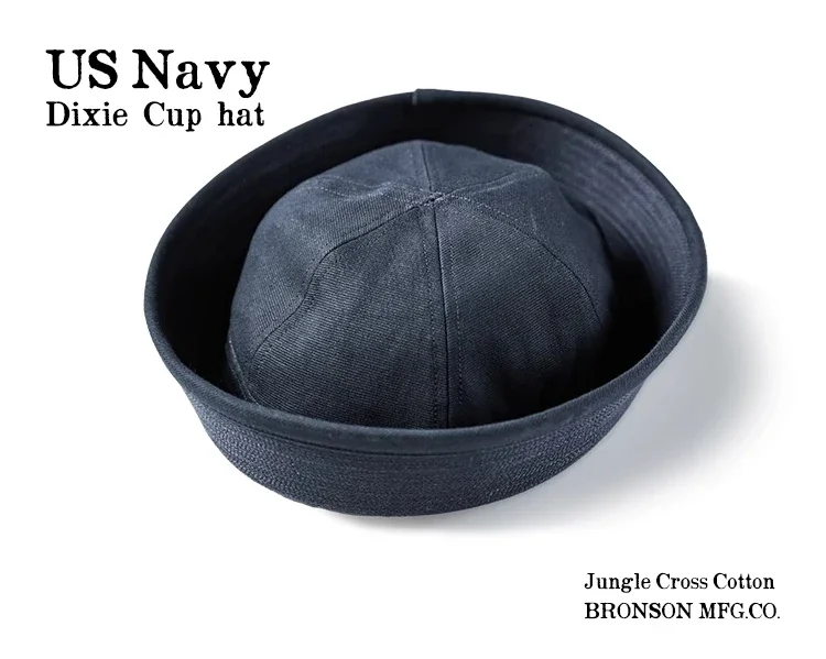 Bronson Navy Dixie Cup Hat Vintage Style Sailor's Bucket Cap For