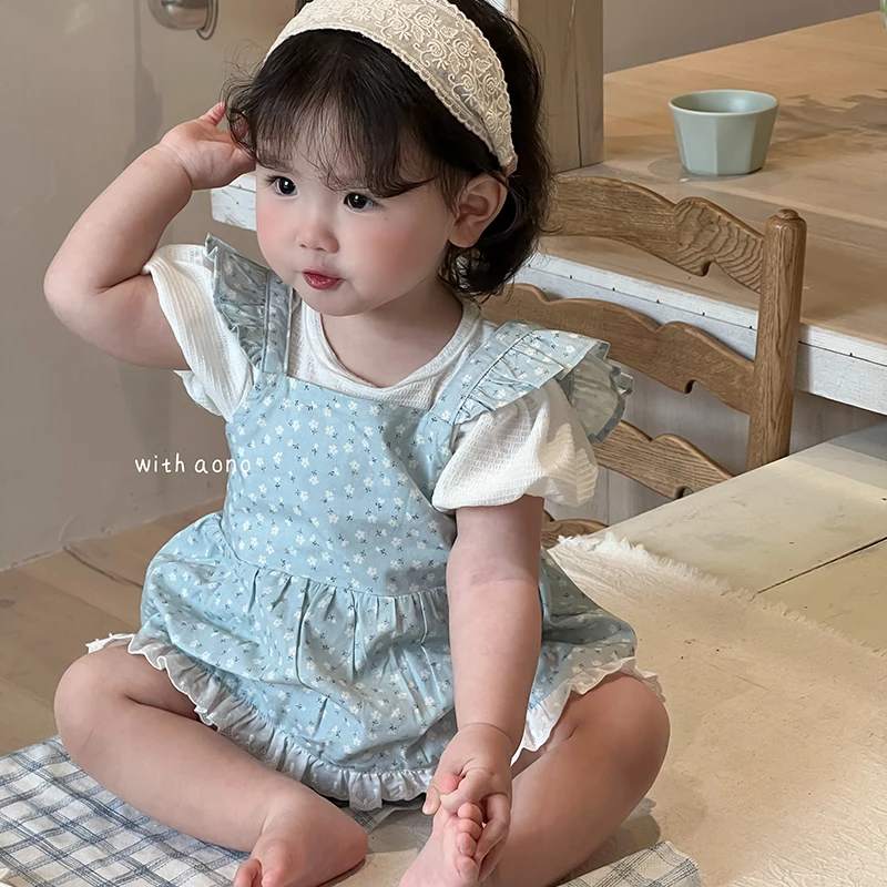 

Детское боди SeasonSea, дышащий комбинезон с цветочным принтом, летнее боди для детей 0-2 лет, комбинезон из чистого хлопка, одежда для малышей