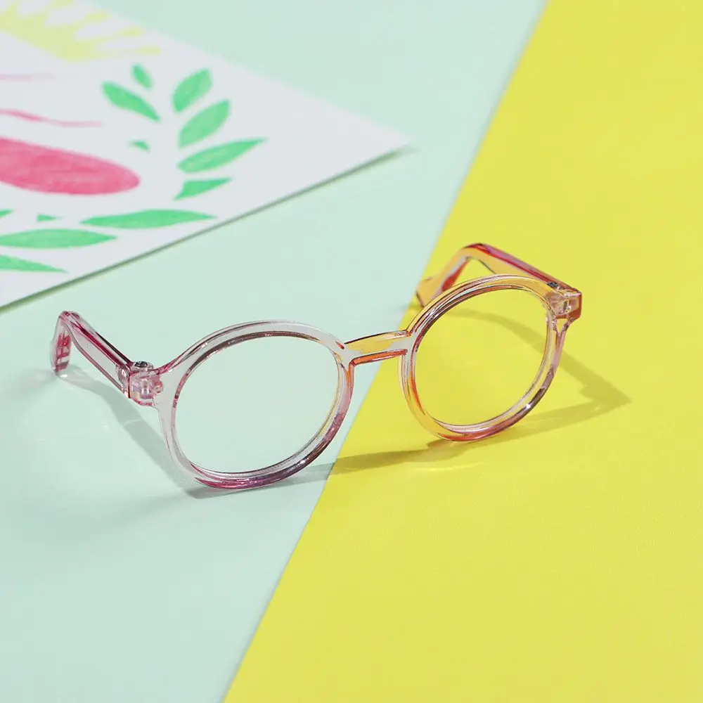 9cm Round Frame Miniature Eyewear Clear Lens Candy Color Eyeglasses Style For Blythe Doll Accessories Plush Doll Glasses