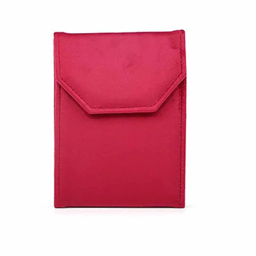 Velvet Material Velvet Jewelry Pouch Foldable Design Soft Lining Necklace Organizer Bag Snap Button Closure Jewelry Storage Bag