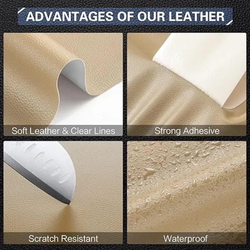 Thickened Sticky Self Adhesive Leather Faux PU Leather Fabric Repair Patch Sticker for Sofa Chair Bed Car Bag DIY Handicrafts