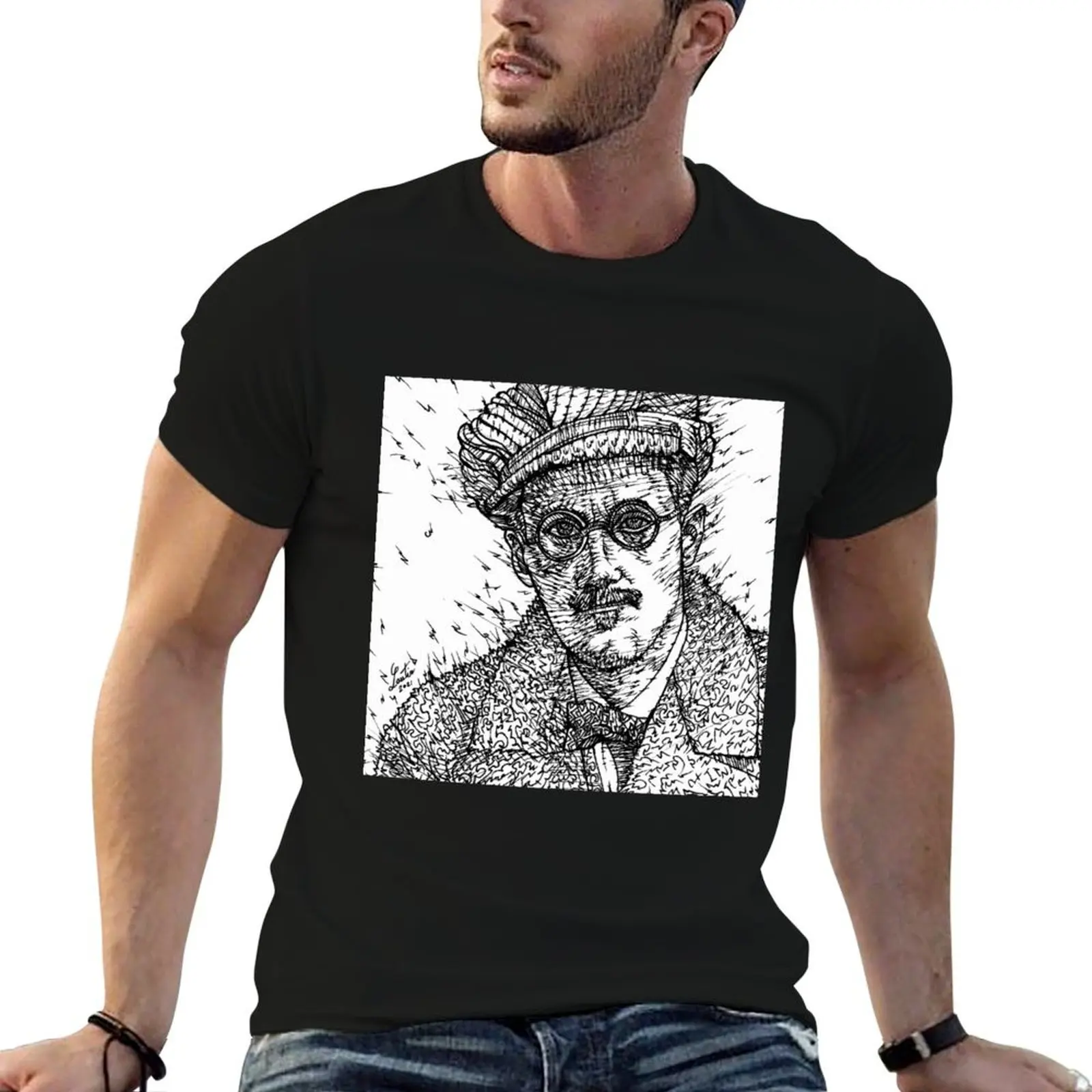 

JAMES JOYCE - ink portrait .1 T-Shirt man t shirts cotton funny t shirts cotton T-Shirt
