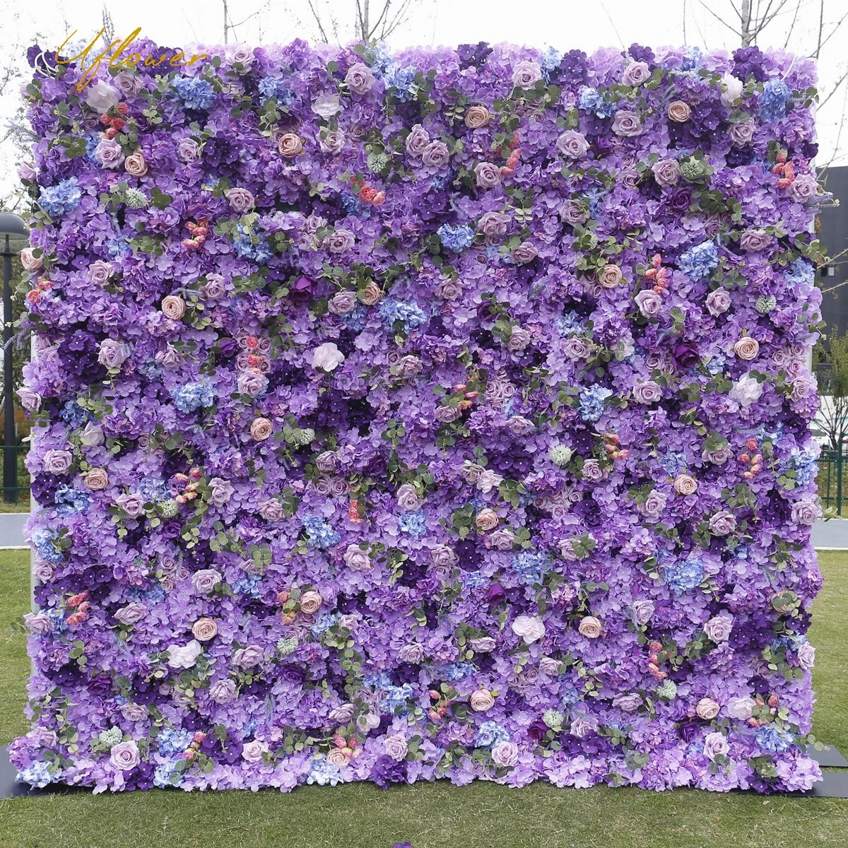 Wedding Purple Rose 5D  Artificial Flower Wall Flower Row Flower Arch Backdrop Fabric Floral Event Party Prop Floral Arrangement