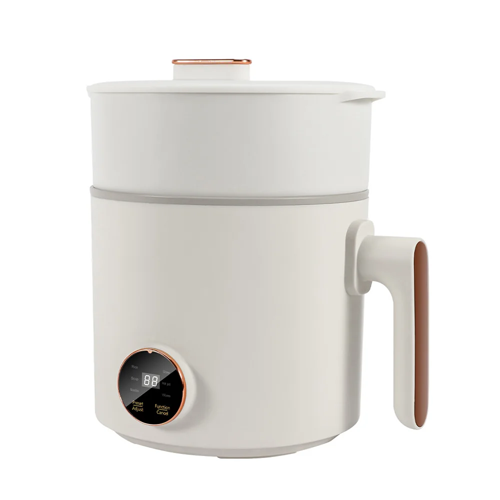 Sartén eléctrica portátil con revestimiento antiadherente, olla de cocción lenta con taza de estofado de cerámica, cocina multifuncional, 500W, 1,6l