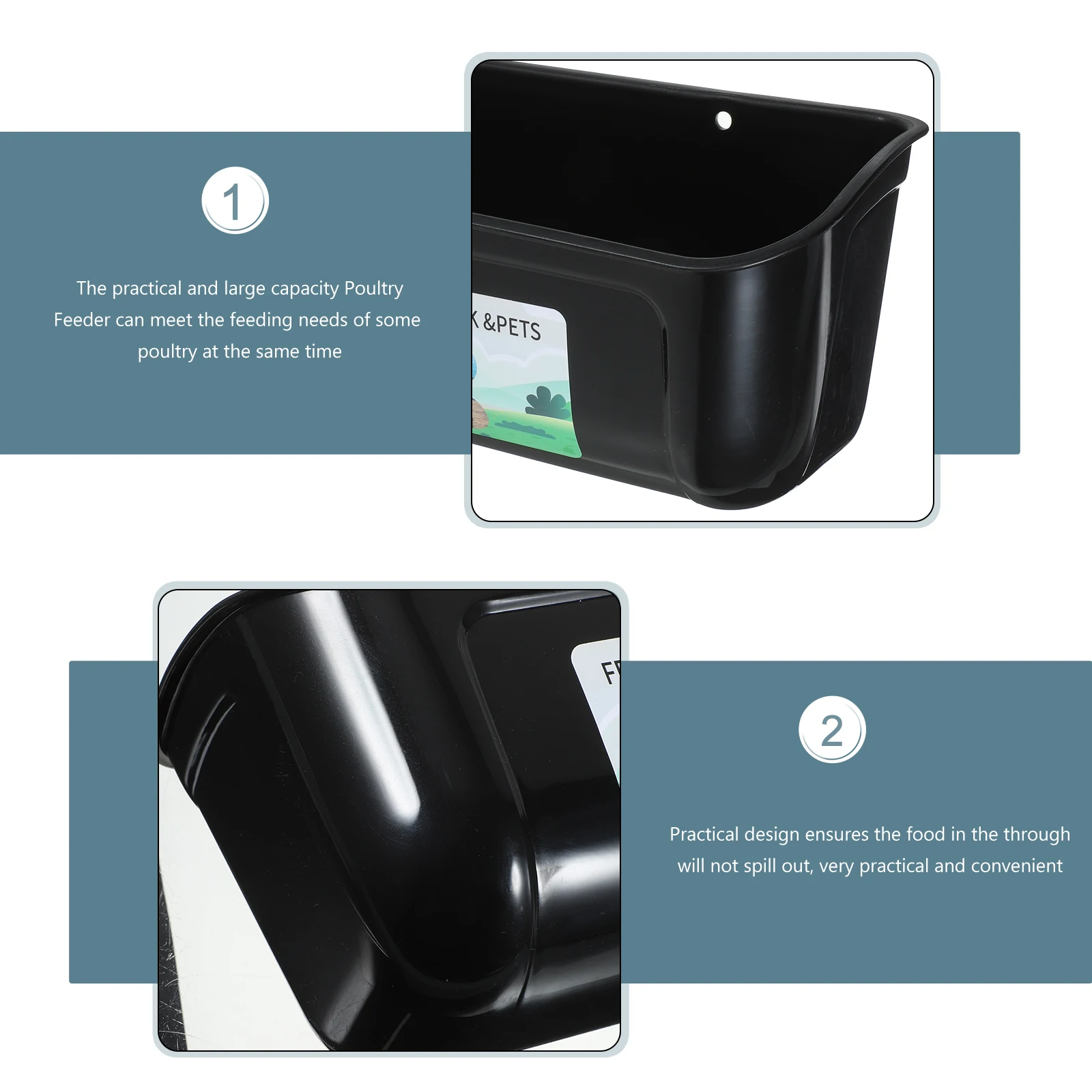 

2 Pcs Automatic Feeder Large Capacity Durable Feed Trough for Chickens Ducks Geese Goats Farm Livestock Water Trough Practical