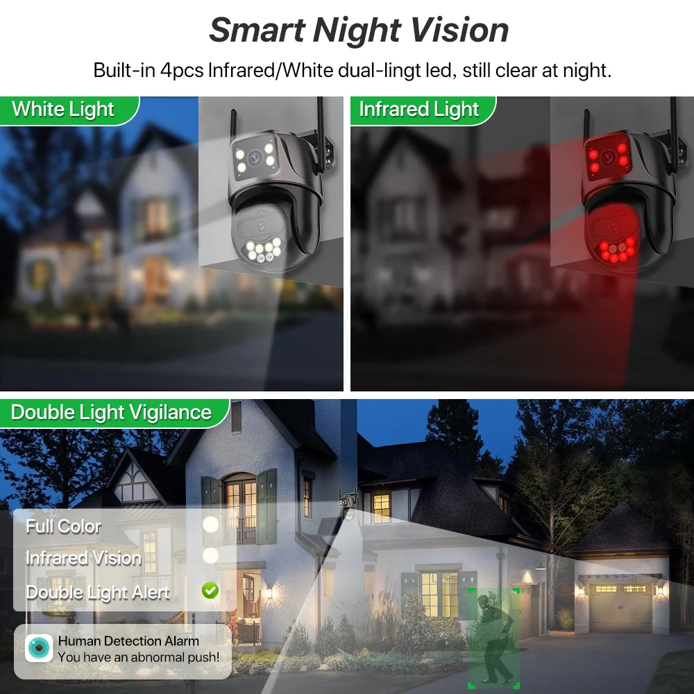 External 5K 10MP WiFi Dual Lens Camera 8MP Auto Tracking Security Protection Camera CCTV Audio Video Surveillance iCsee P2P