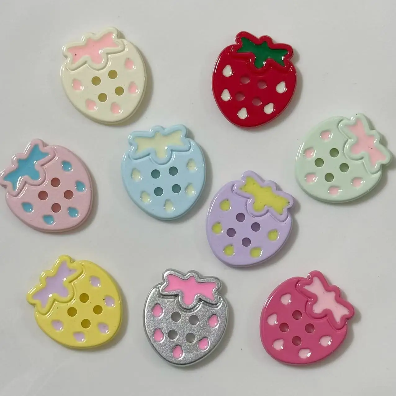 

Spring Summer Color Dripping Strawberry Button DIY Clothing Headgear Mobile Phone Case Patch Decoration Hole Shoes Matching
