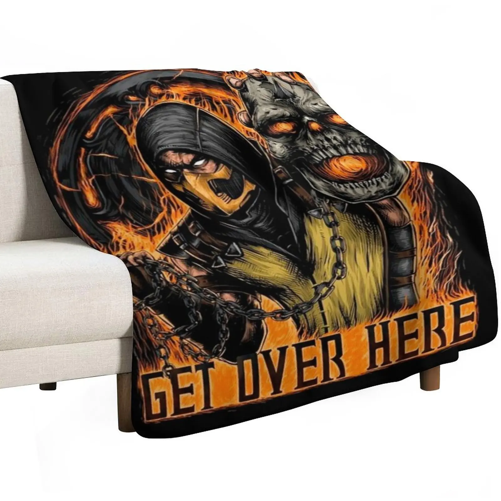 

Mortal Kombat Scorpion Get Over Here Throw Blanket Bed Winter beds Plush Blankets