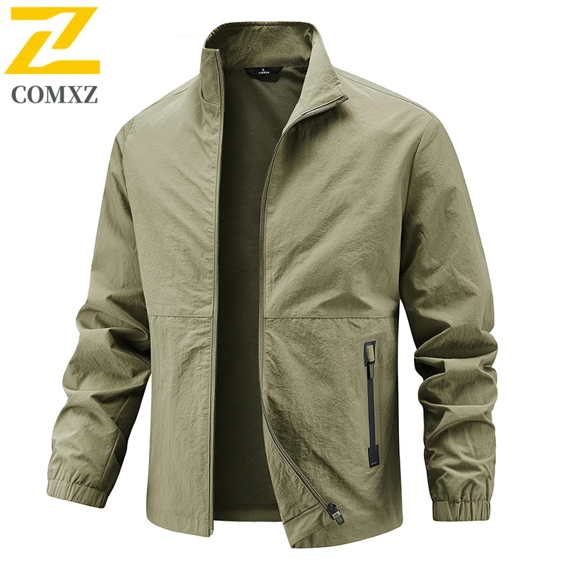 Autumn 2025 Men's Jacket High Quality All-match Solid Color Zipper Pocket Windbreaker Casual Outdoor Hunting Fishing Work Coat