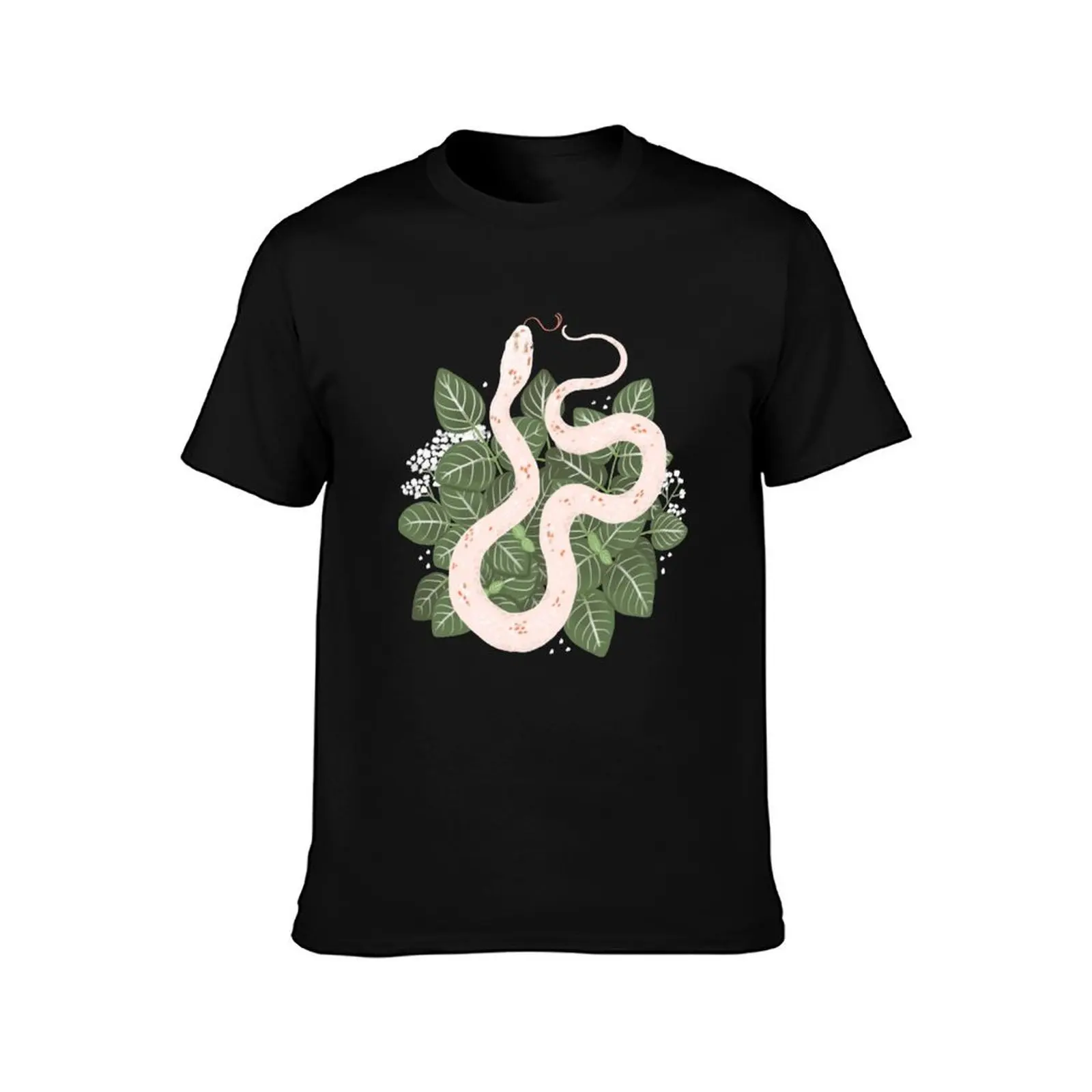 Palmetto Corn Snake and Silver Nerve Plant T-Shirt Fashion Pattern Printed Tee Shirt T-Shirt