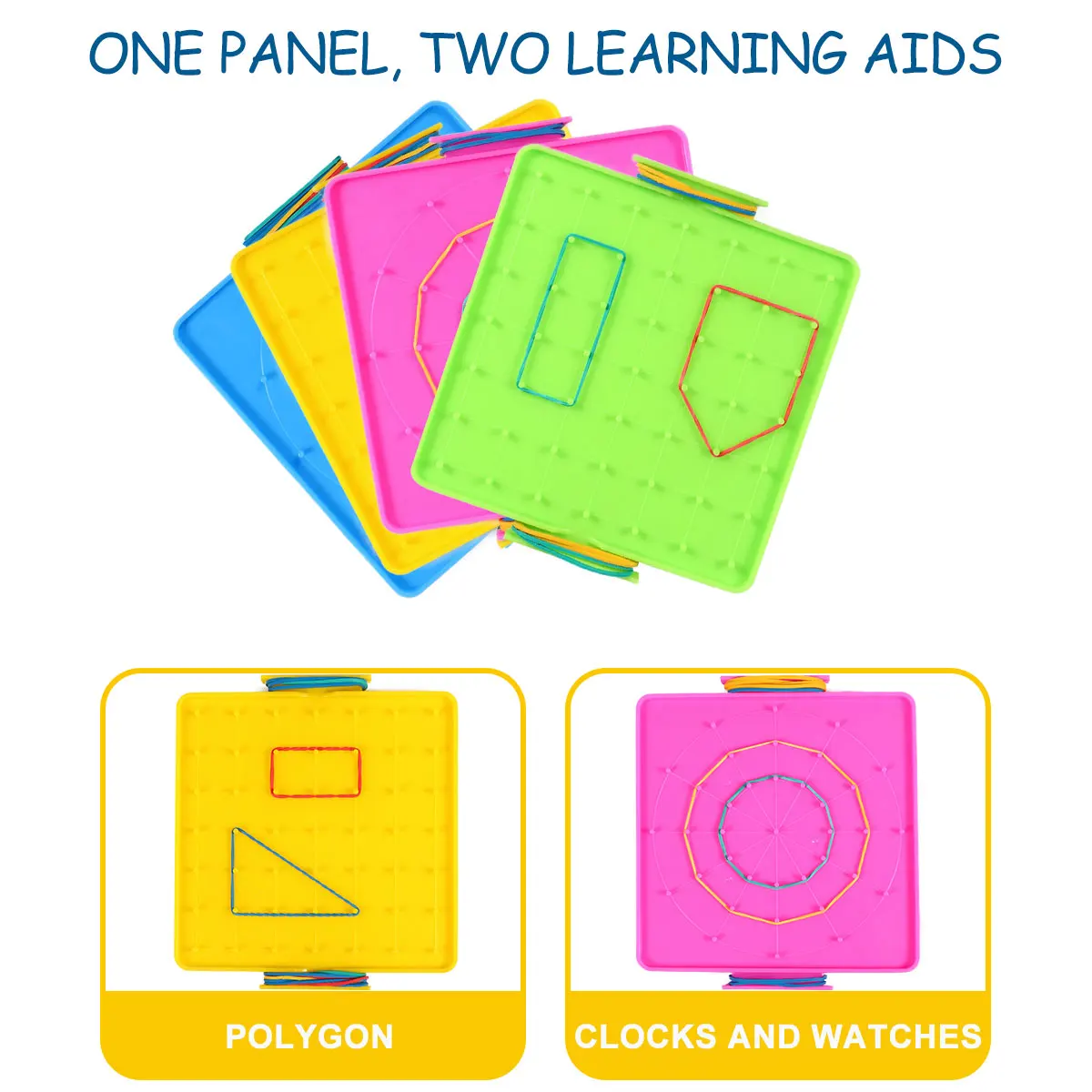 

4 Pcs Nail Board Teaching Aids Geometric Peg Shape Learning Geoboards Plastic Double Sided Kids Educational Toys