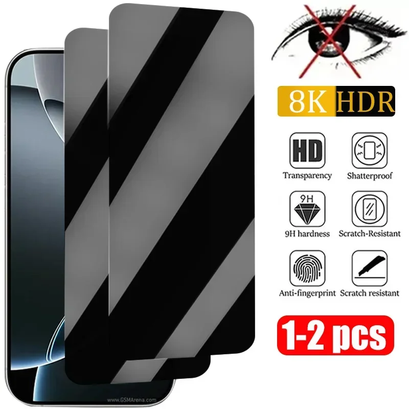 1-2 قطعة زجاج مضاد للتجسس آيفون 16 برو ماكس 15 14 13 12 11 Mini X XS XR 7 8 Plus واقي شاشة الخصوصية على آيفون SE 2020 2022 #1