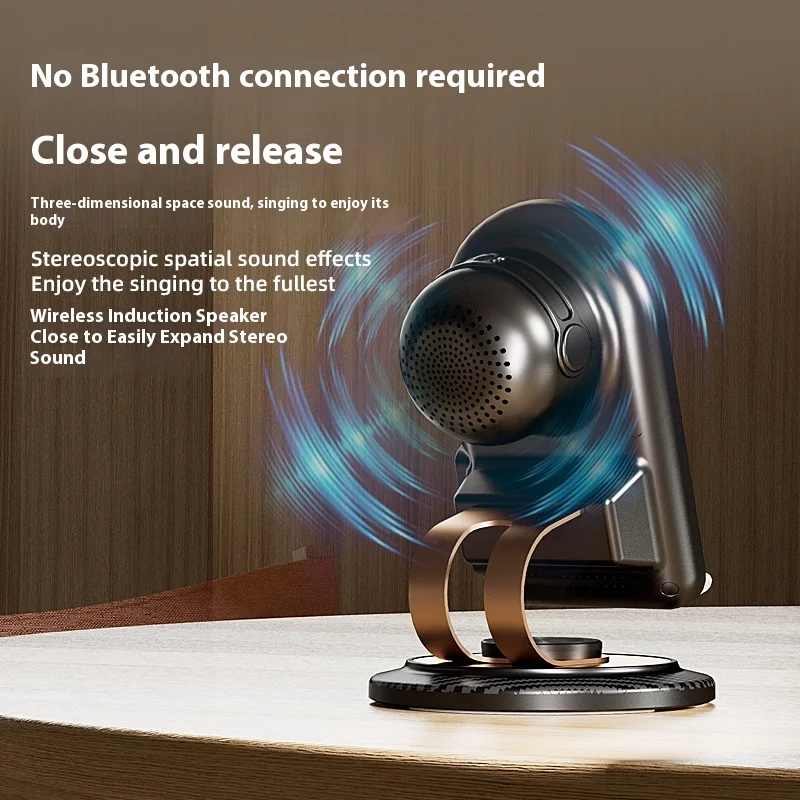 Беспроводной Bluetooth-динамик, держатель для мобильного телефона, сабвуфер, уличный портативный индукционный аудиодинамик с большим звуком для iPhone 16,