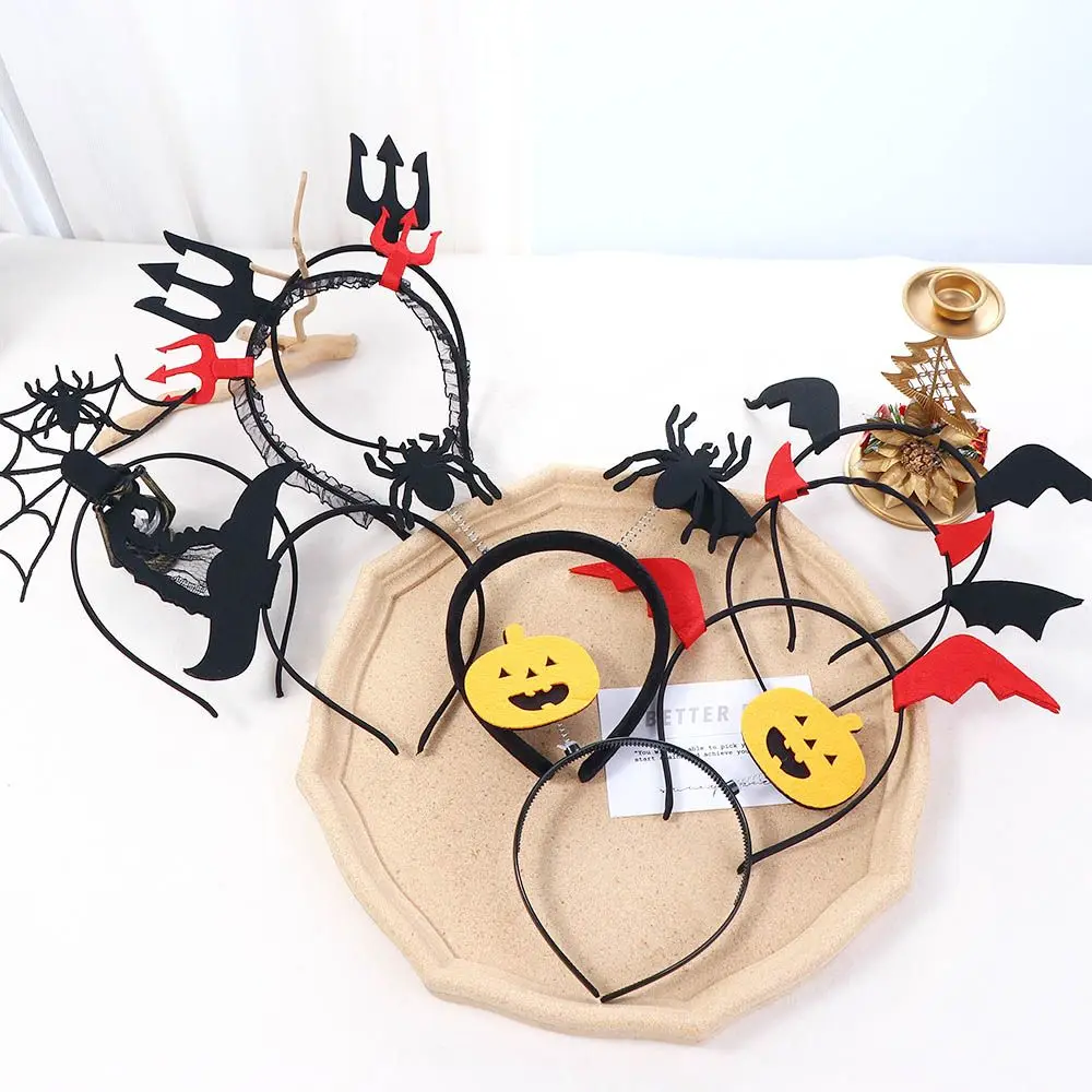 Accesorio de tela para fiesta de Halloween, Carnaval, decoración de fiesta de Pascua, aro para el pelo de murciélago para mujer, diademas de Halloween, diadema de araña para Halloween
