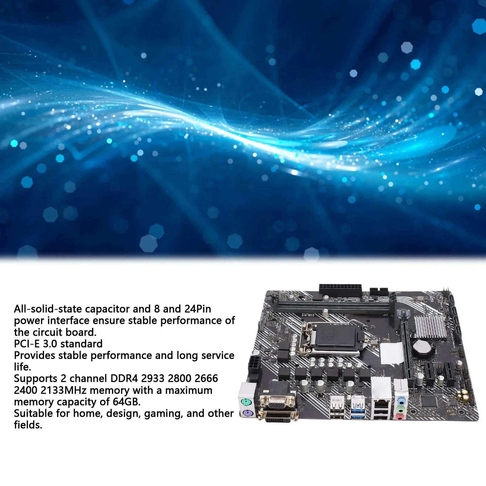 Desktop Computer Motherboard Fit for LGA 1200 10th Gen CPU Processor PCI E 3.0 M-ATX 2 Channel DDR4 64GB 4 Serial ATA Interfaces