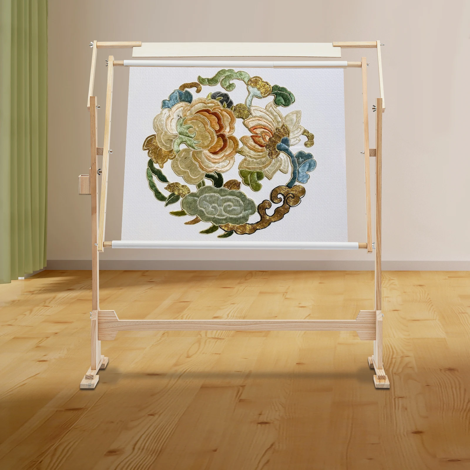 Frame Floor Stand Adjustable Solid Wooden Cross Stitch Rack Embroidery Holder Frame Cross Tapestry Needlework Floor Stand