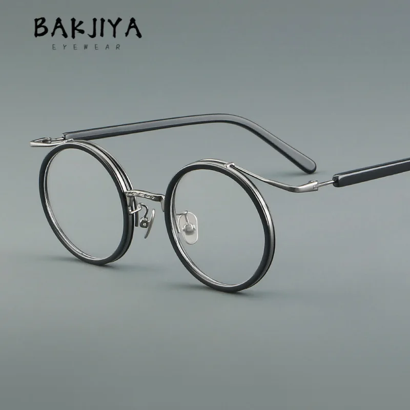 

Vintage Handmade Acetate Titanium Glasses Frame Men and Women Fashion Designer Prescription Eyeglasses Frame Retro Round Eyewear