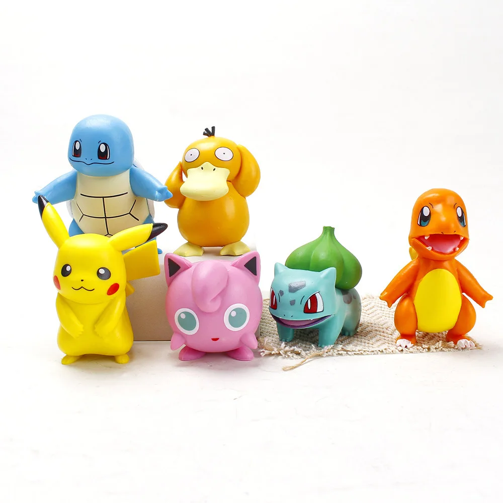 6Pcs/Lot Pokemon Anime Toys Cute Pikachu Psyduck PVC Cake Decoration Ornaments Action Figure Doll Model Children Birthday Gifts