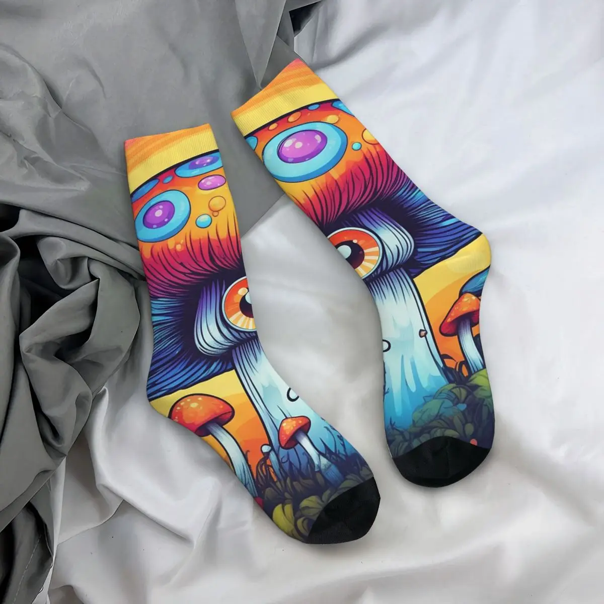 

Всесезонные носки с мультяшным граффити и одноглазым грибом, длинные носки в стиле хип-хоп для мужчин и женщин, подарки на День святого Валентина