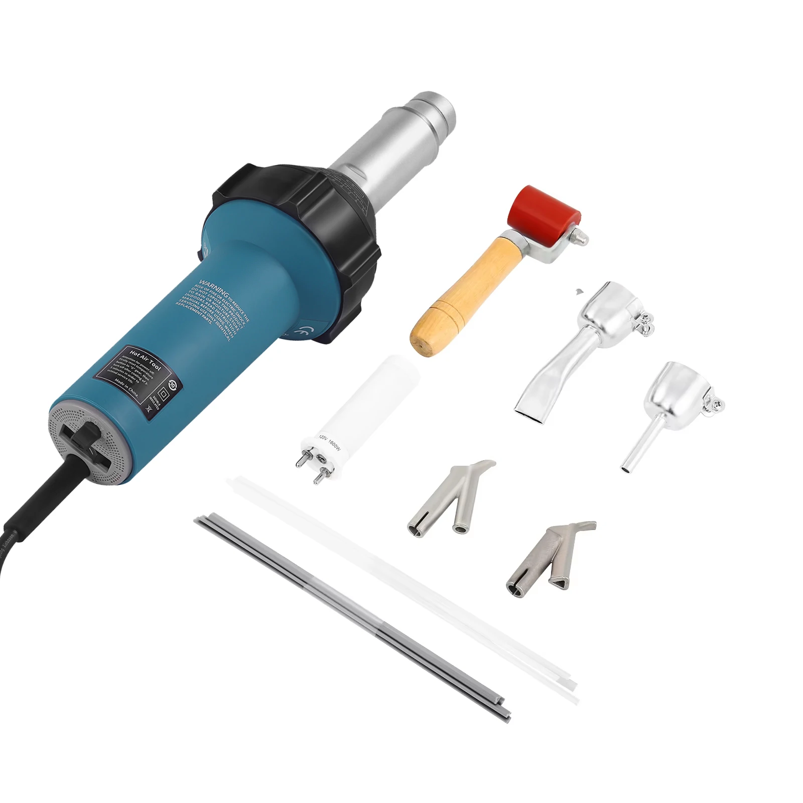 

1600W Welding Hot Air Gun Electric Welding Plastic Welding Torch Hand-Held Thermal Power Tool W/Gear Nozzles PE PVC Plastic Rod