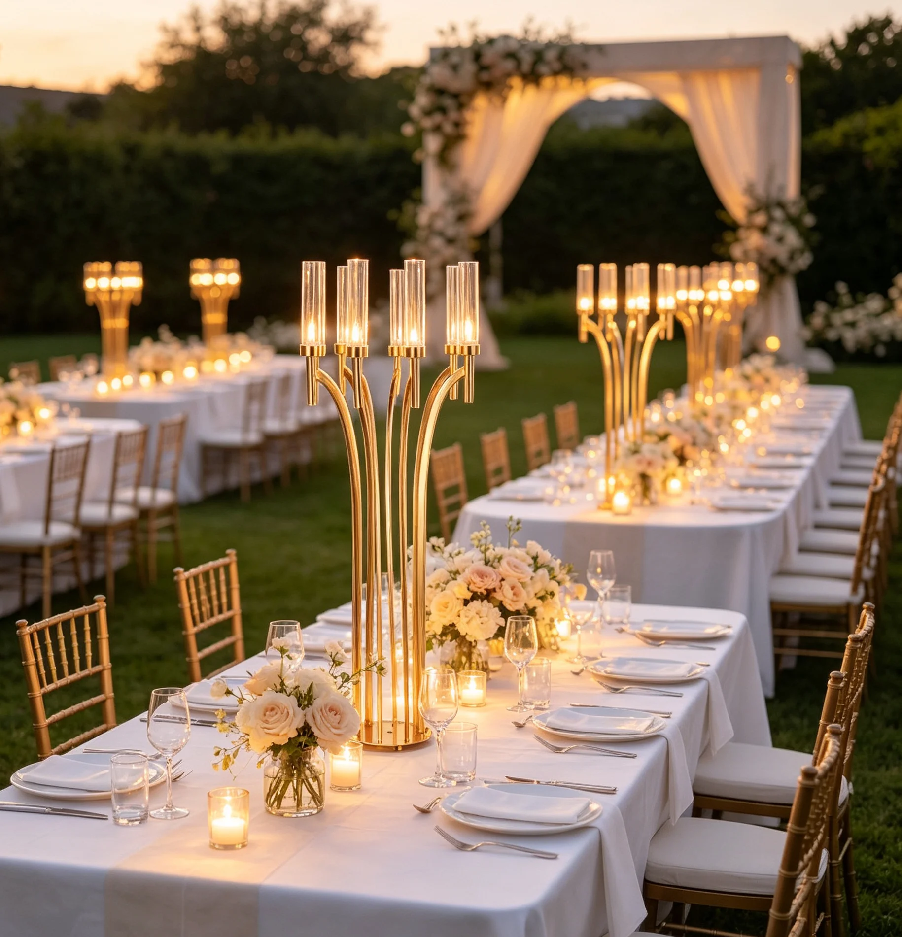 1/2/4Pcs 110cm 8-Arm Metal Candelabra | Acrylic Candle Holders – Wedding Centerpieces & Flower Stand for Home Party