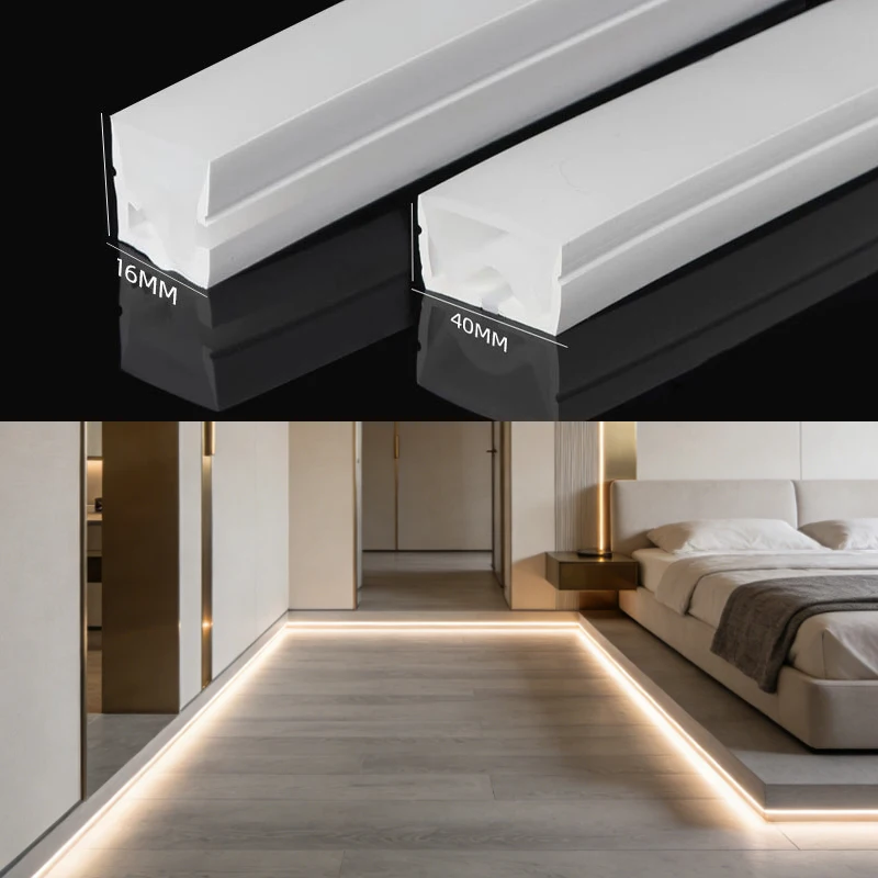 Flexible LED Neon Silicone Tube 20/30/40mm Outdoor Waterproof LED Channel Diffuser Ground Mount Walkable Decor Light Strip