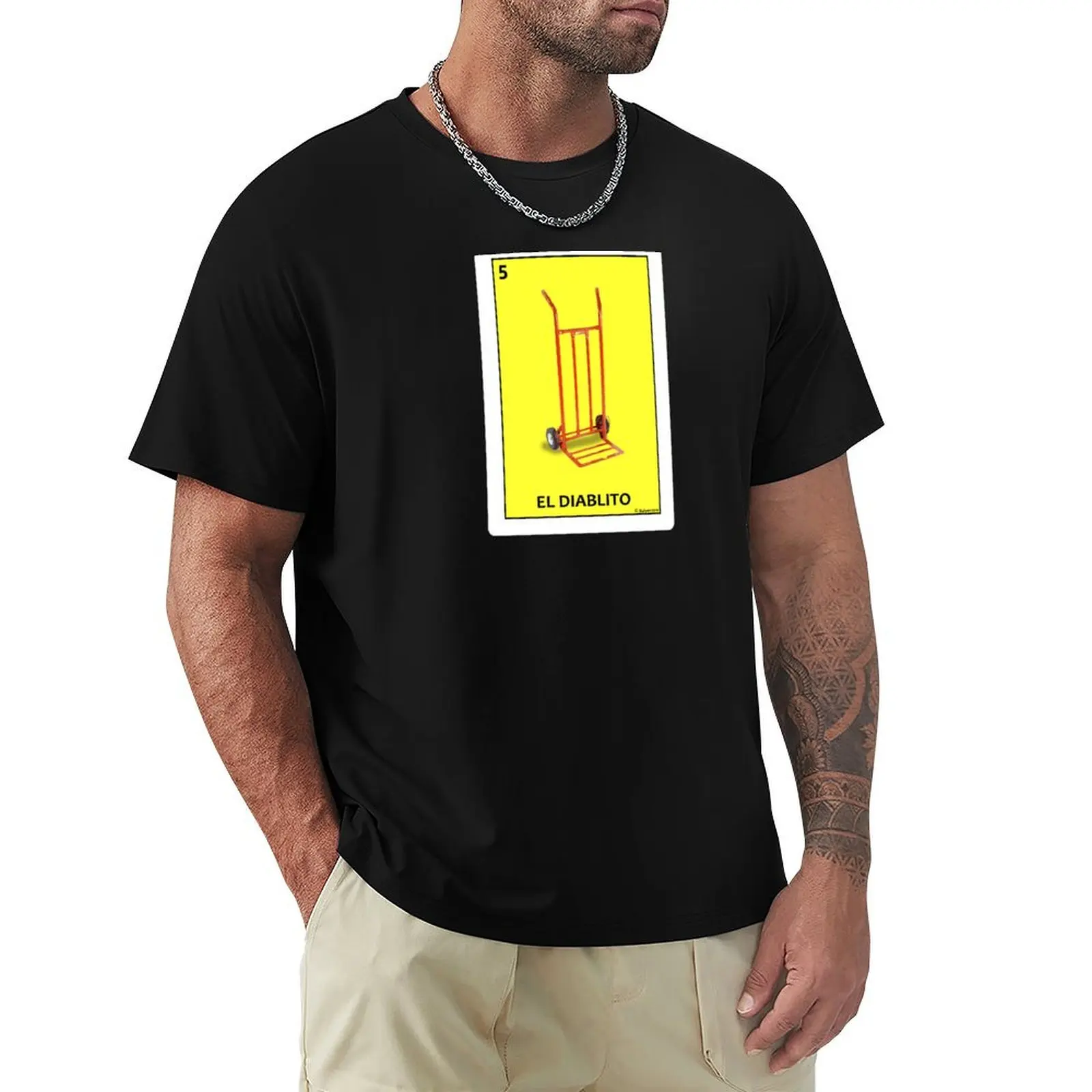 Tarjeta de El Diablito - Camiseta informal de algodón suave de manga corta con estampado de El Diablito