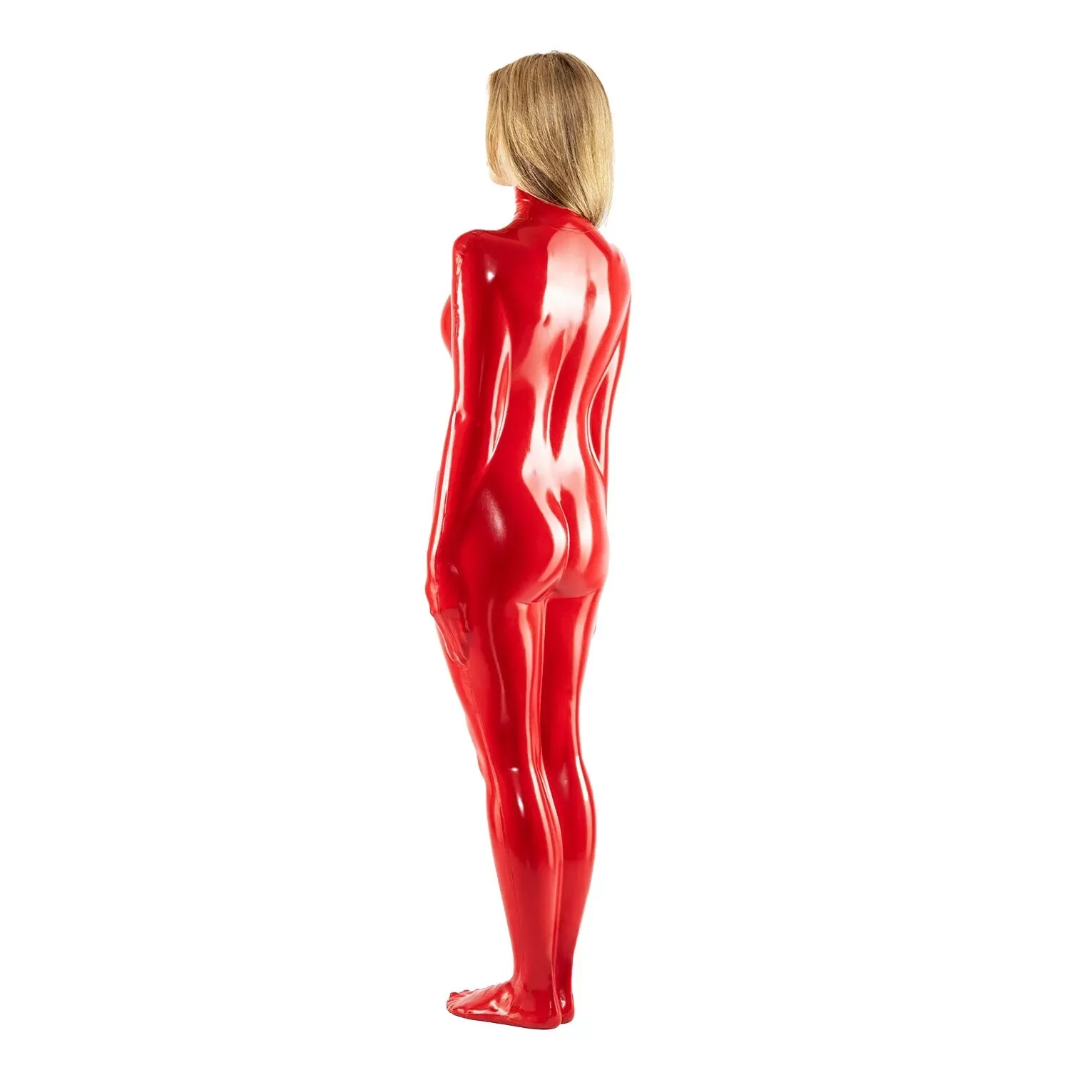 Latex body, sleeping bag, back zipper, rubber tight fitting     clothes, fetish