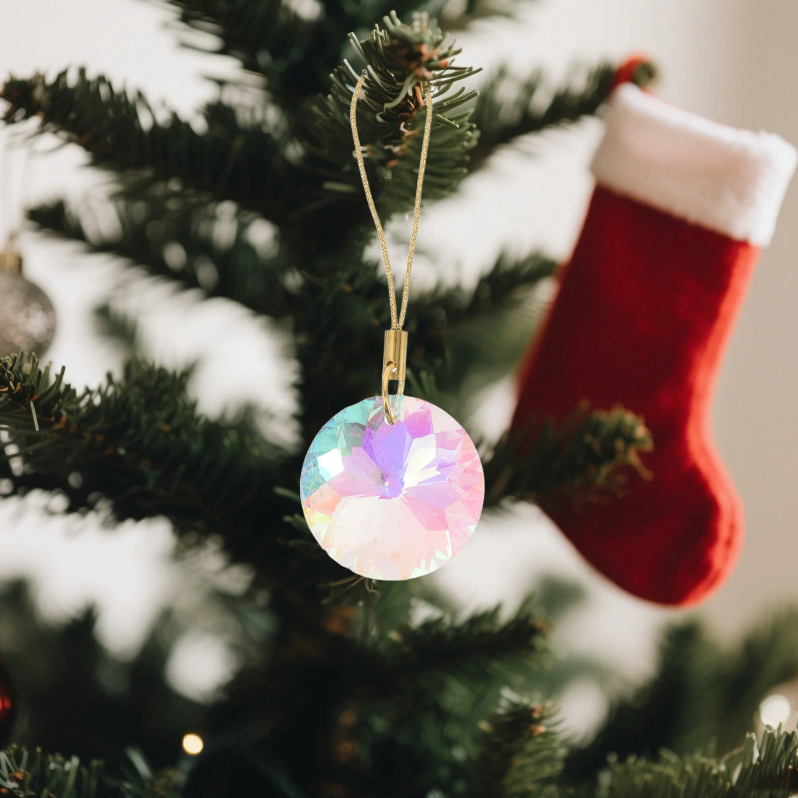 

12Pcs Crystal Flower Sun Catcher Round Prism 30mm Hanging Ornament for Wedding Home Car Decor Colorful Glass Pendant