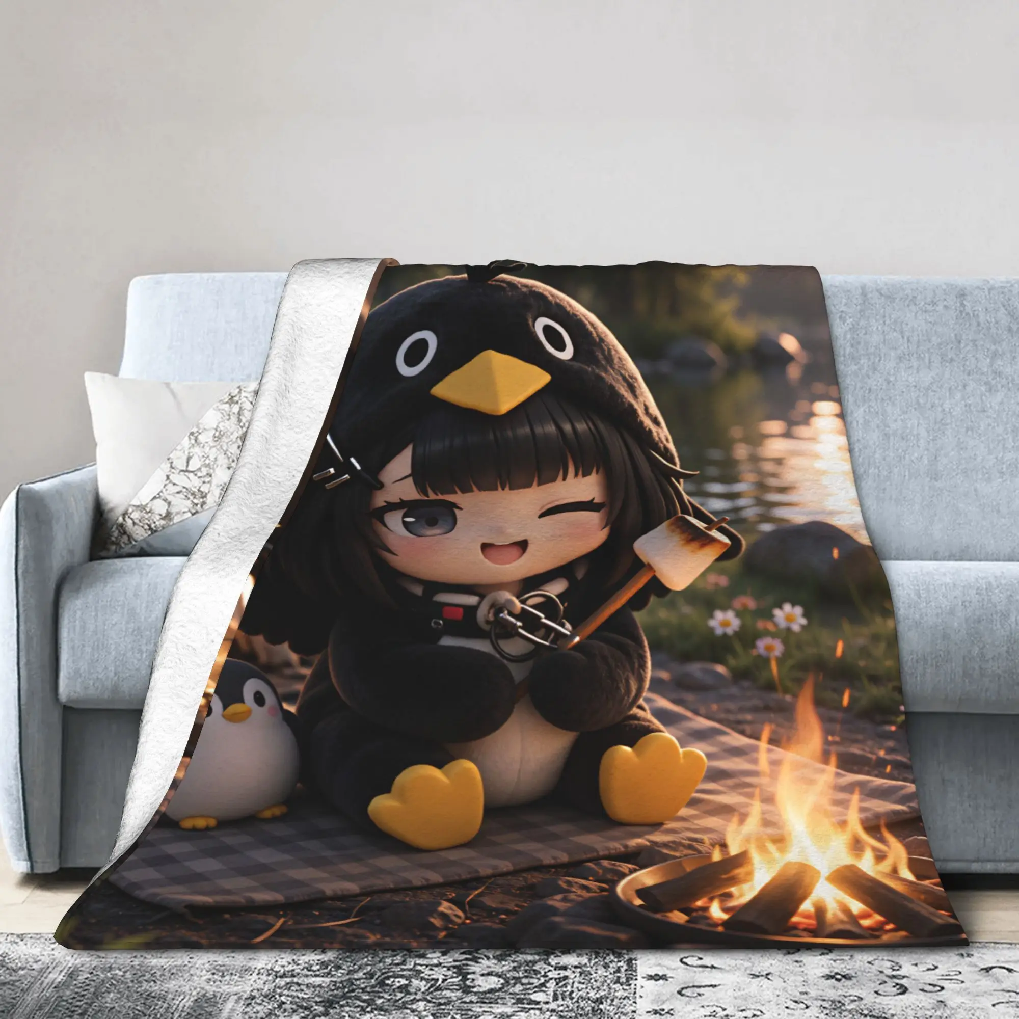 Gugu Gaga Penguin  Plush Blanket Children  Flannel Throw Blanket For Outdoor Warm Soft Custom Quality Bedspread Gift Idea