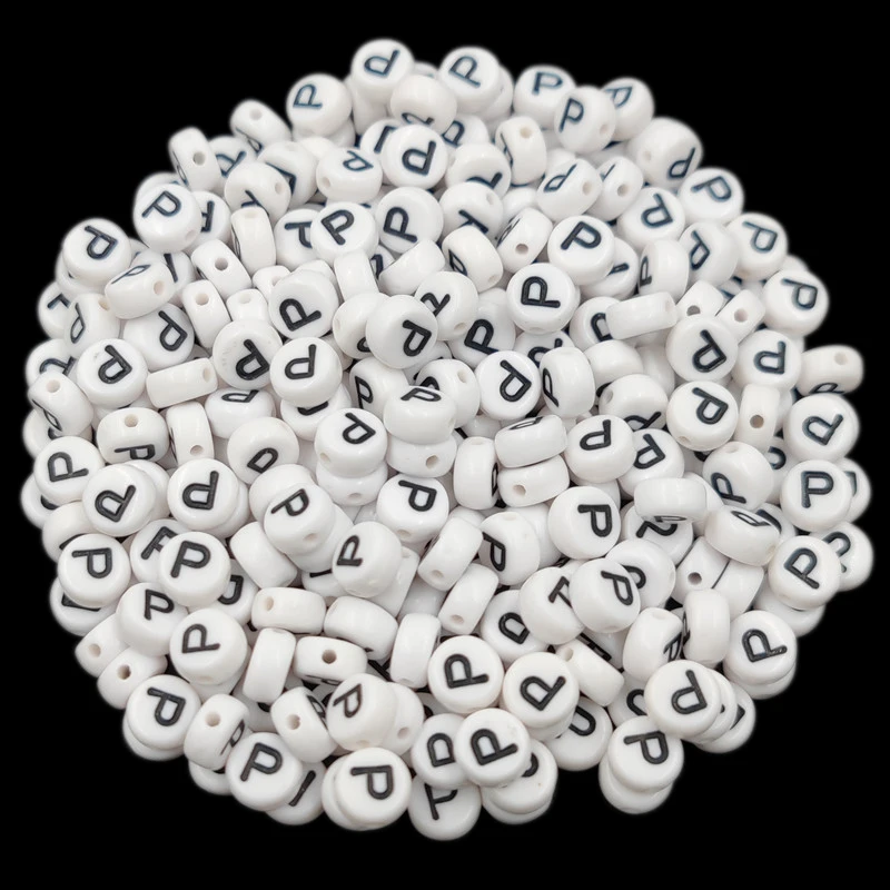 50pcs 7mm Loose Letter Beads For Jewelry Making Acrylic 26 Letter Black On White DIY Crafts Necklace Bracelet Pendant Wholesale