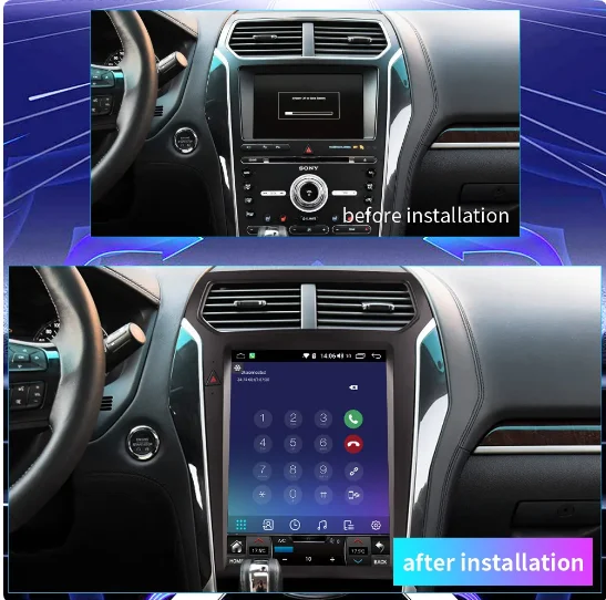 Carplay para Ford Explorer 2011 2012 2013 2014 2015 2016 Tesla Radio de coche 2 Din reproductor Multimedia Android pantalla táctil automática estéreo