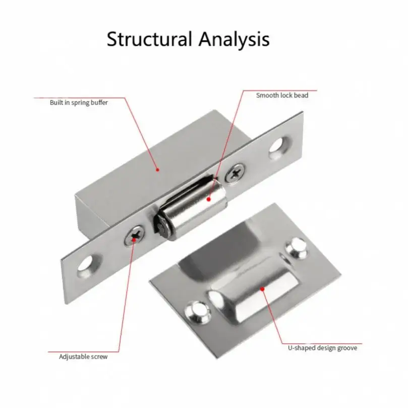 Heavy Duty Stainless Steel Invisible Roller Catch Silent Snap Lock with Matching Screws for KTV Box / Bedroom Room Door