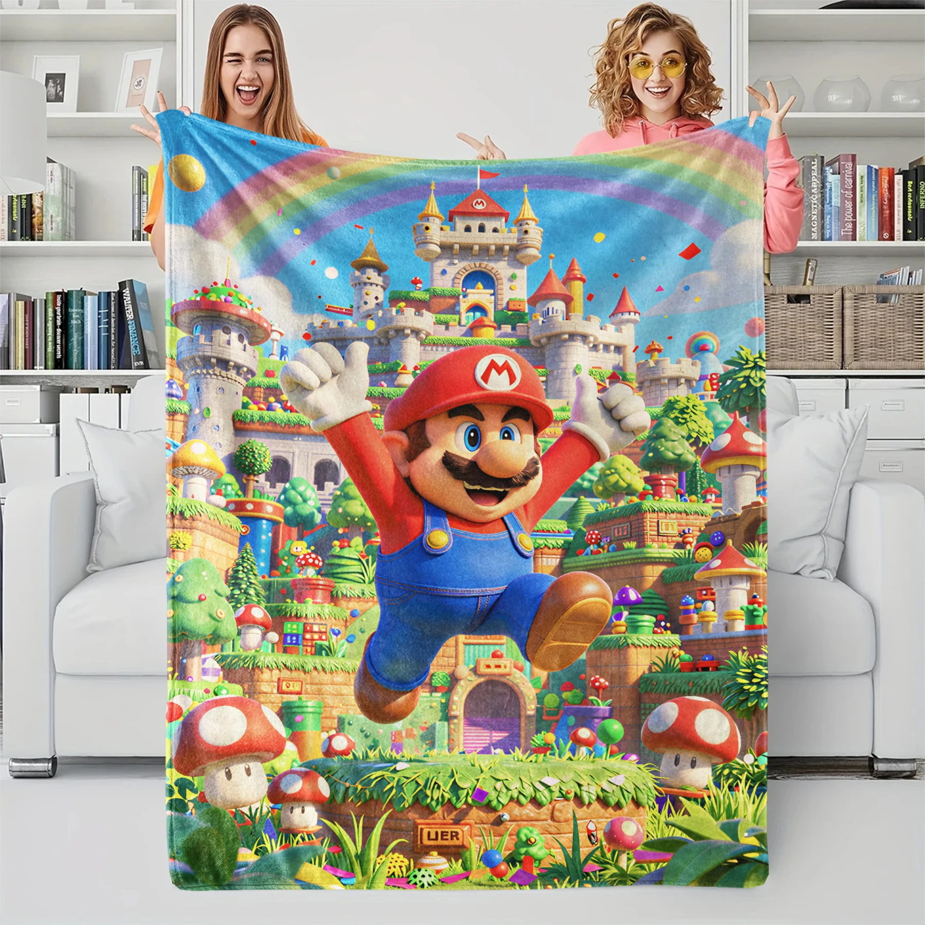 Manta de franela con temática de Super Mario, regalo festivo suave y cálido para los fanáticos de los juegos, 1 ud.