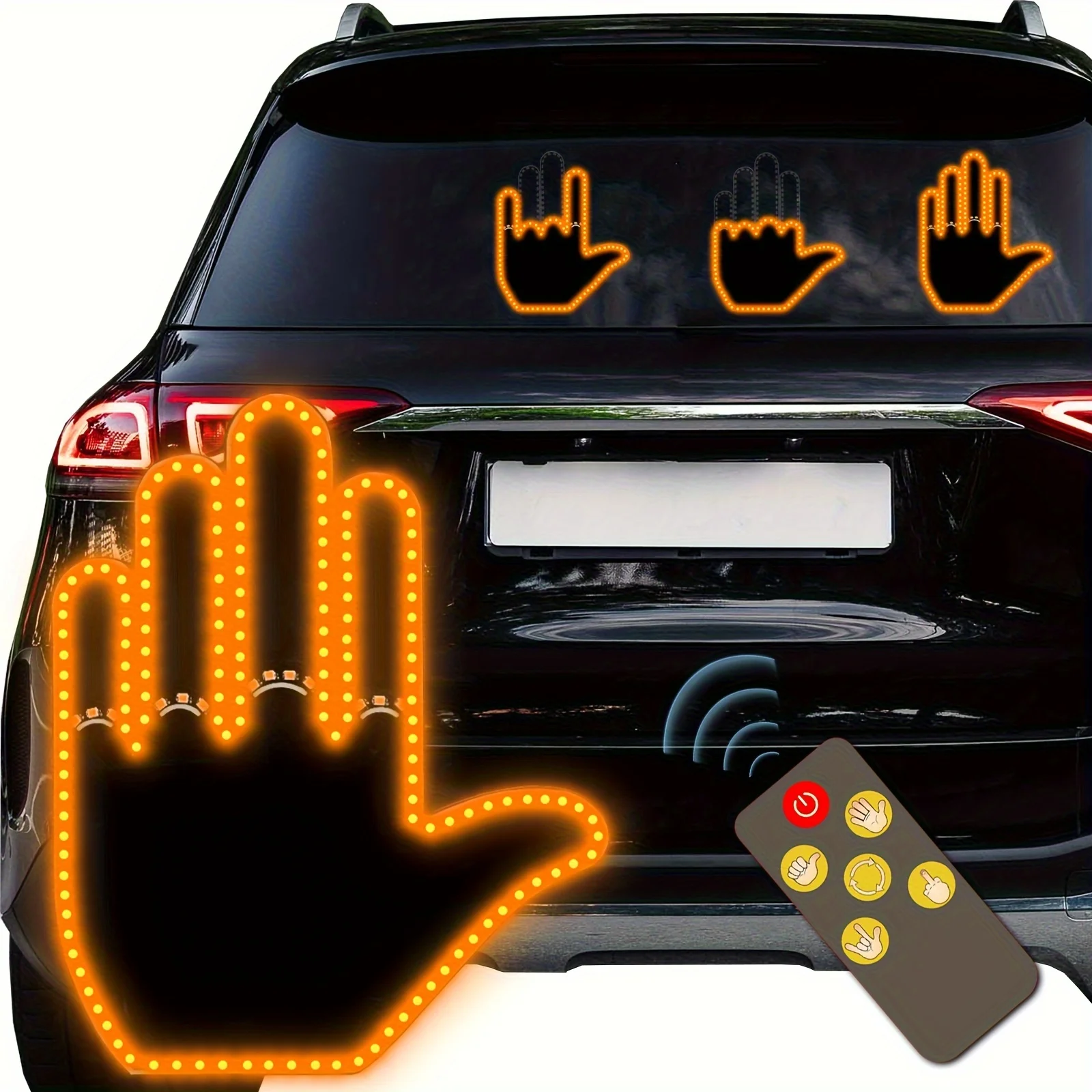 Glogesture Hand Light For Car,Road Rage Led Sign For Car,Car Finger Light With Remote Control, Finger Flicker For Car Windowen