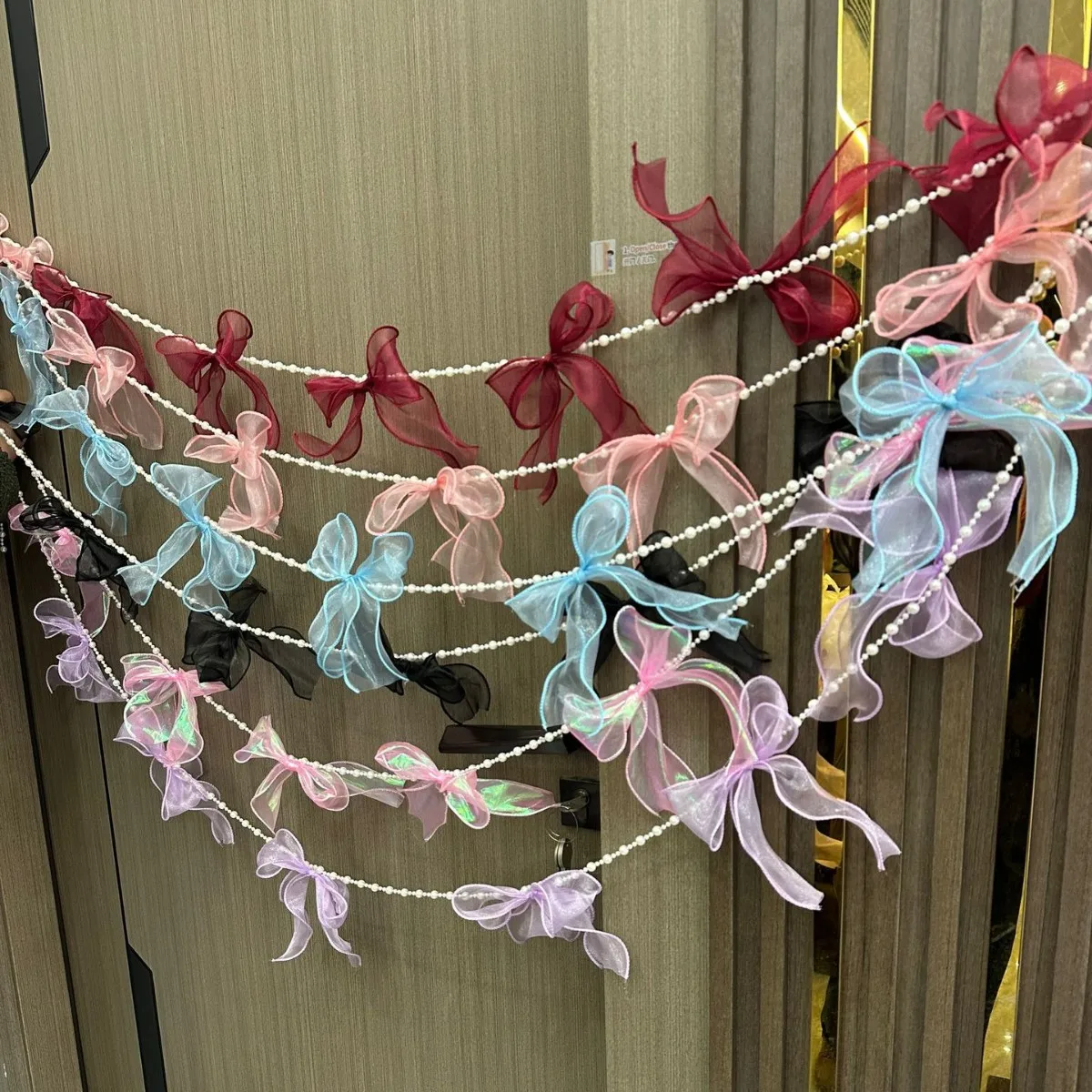 

50 PCS Bow Garland Hanging Pendant Bowknot Banner For Girls Princess Birthday Party Decor Wedding Photo Background Decoration