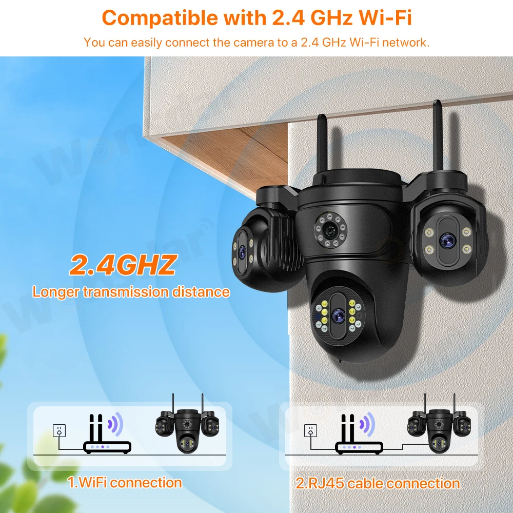 Telecamera IP WiFi Esterna 15MP Tripla Lenti Tripla Schermi Video di Sicurezza Monitor 8MP HD Ai Rilevamento Umano Telecamera CCTV iCsee