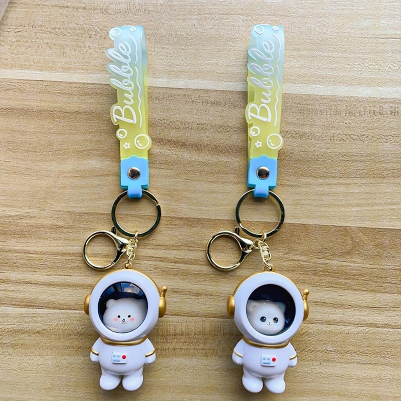 50JB Leuke Space Bear Bag Charm LED-sleutelhanger Mini Astronaut-hanger sleutelhangerbedel