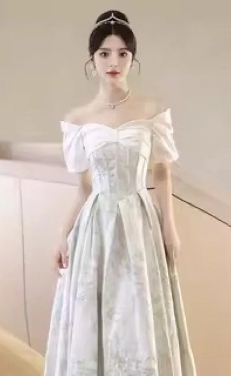 Vestido De Noite Branco Para Mulheres, Vestido De Noivado