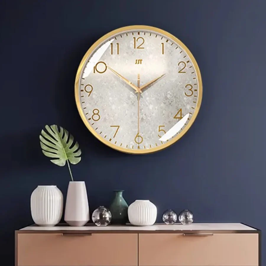 Classic Home Wall Clock Decoration Hand Gift White Number Wall Clock Living Room Round Modern Design Glass Horloge Wall Decor